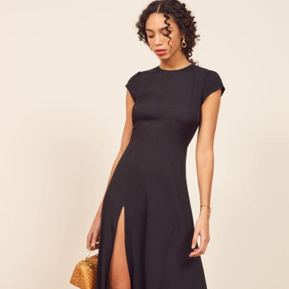 NWT Petite Reformation Gavin Dress in Navy